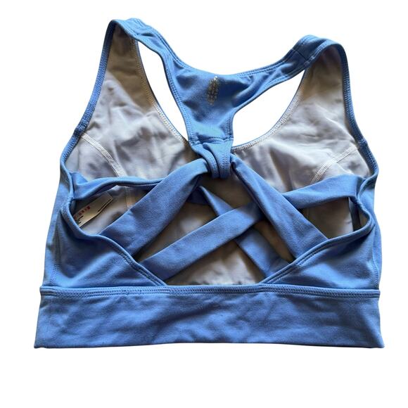 Free People movement light blue bra sz S activewear yoga criss cross back lng ln - Picture 2 of 9